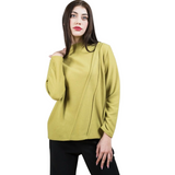 Trisha Tyler TT11981L Lime Long Sleeve Angled Self-Embroidered Mock Neck Sweater