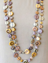 Caracol 1001MEL Melon, Grey & Lavender Endless Necklace With Multicolor Flat Discs