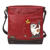 Chala 853SC9 SLIM CAT Burgundy Sweet Messenger Tote Bag