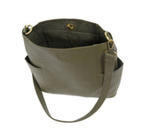 Joy Susan L8089-03 Olive Kayleigh Side Pocket Bucket Bag