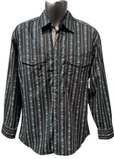 Scully PS-093 BLACK TURQUOISE Men’s Western Skull Shirt Black With Turquoise Skulls
