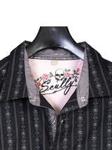 Scully PS-093 BLACK Men’s Western Skull Shirt - Black With White Skulls