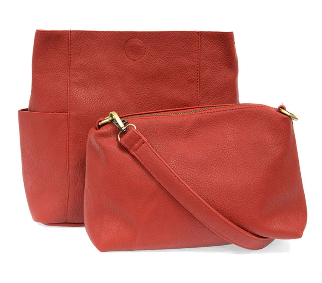 Joy Susan L8089-05 Red Kayleigh Side Pocket Bucket Bag
