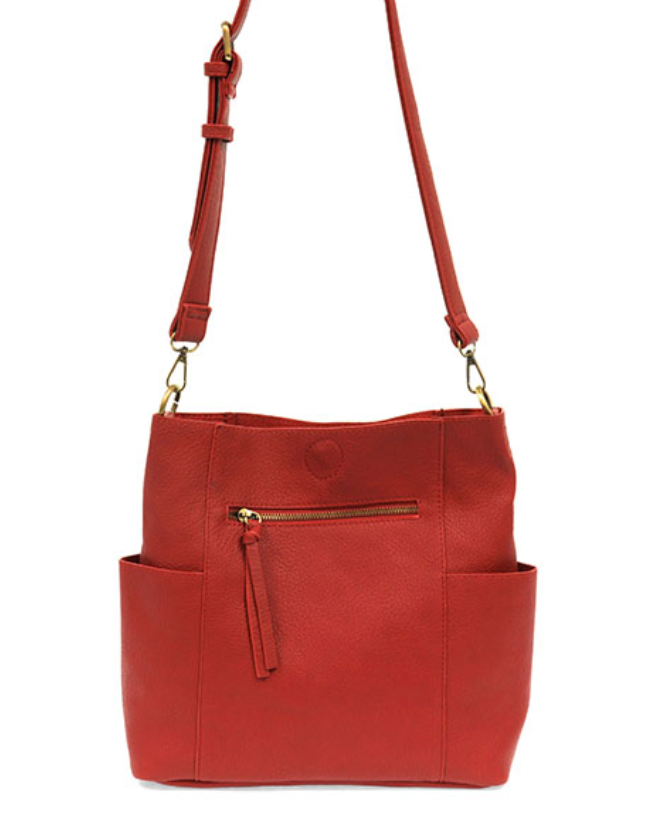 Joy Susan L8089-05 Red Kayleigh Side Pocket Bucket Bag