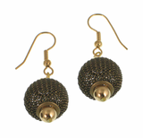 Erica Zap ME1204AG Antique Brass & Gold Round Mesh Bead Earrings