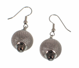 Erica Zap ME1204RB Rhodium & Black Nickel Round Mesh Bead Earrings