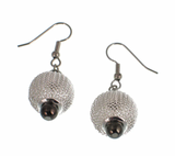 Erica Zap ME1204SB Silver & Black Nickel Round Mesh Bead Earrings