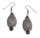 Erica Zap ME1208RB Rhodium & Black Nickel Oval Mesh Bead Earrings