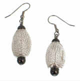 Erica Zap ME1208SB Silver & Black Nickel Oval Mesh Bead Earrings