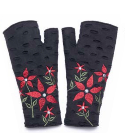 Rising Tide VIOLSB VIOLA SABLE One Size Cotton Jersey Fleece Lined Fingerless Gloves