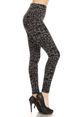 Leggings Depot LDR-R924W BLACK DOGS One Size Full Length Leggings