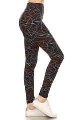 Leggings Depot LY5R-R638 SCRIBBLE One Size Full Length Leggings