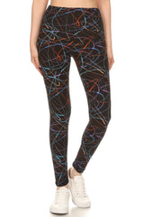 Leggings Depot LY5R-R638 5" YOGA WAISTBAND SCRIBBLE One Size Full Length Leggings