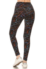 Leggings Depot LY5R-R638 5" YOGA WAISTBAND SCRIBBLE One Size Full Length Leggings