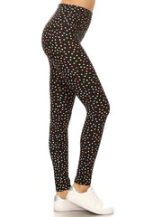 Leggings Depot LY5R-S565 Multicolor Polka Dots One Size Full Length Leggings