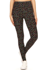 Leggings Depot LY5R-S565 Multicolor Polka Dots One Size Full Length Leggings