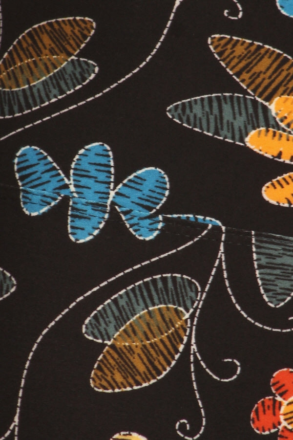 Leggings Depot LY5R-S758 5" YOGA WAISTBAND FLOWER POWER One Size Full Length Leggings