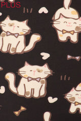 Leggings Depot LDX-S503W 1" ELASTIC WAISTBAND PLUS CATS ON BLACK One Size Full Length Leggings