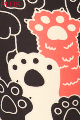 Leggings Depot LDX-S535W 1" ELASTIC WAISTBAND MULTICOLOR PAW PRINT PLUS One Size Full Length Leggings