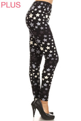 Leggings Depot LDX-S536W STARS PLUS One Size Full Length Leggings