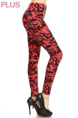 Leggings Depot LDX-S607 Fall Leaves PLUS One Size Full Length Leggings