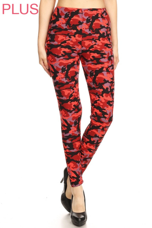 Leggings Depot LDX-S607 Fall Leaves PLUS One Size Full Length Leggings