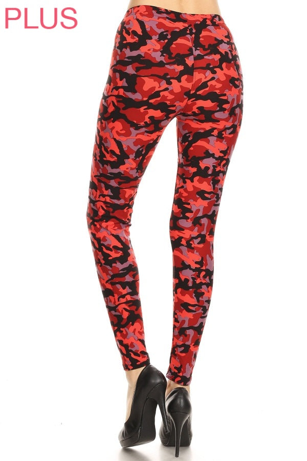 Leggings Depot LDX-S607 Fall Leaves PLUS One Size Full Length Leggings