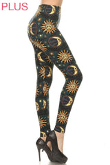 Leggings Depot LDX-S761W 1" ELASTIC WAISTBAND CELESTIAL PLUS One Size Full Length Leggings