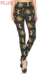 Leggings Depot LDX-S761W 1" ELASTIC WAISTBAND CELESTIAL PLUS One Size Full Length Leggings