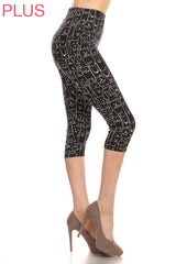 Leggings Depot CPX-R924W BLACK DOGS PLUS One Size Crop Leggings