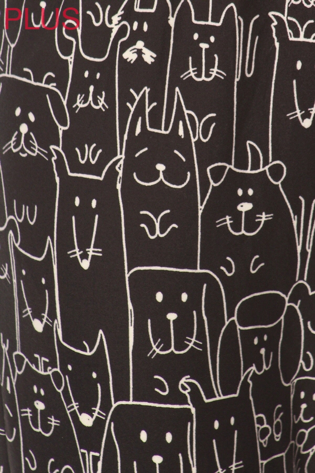 Leggings Depot CPX-R924W 1" ELASTIC WAISTBAND BLACK DOGS & CATS PLUS One Size Crop Leggings