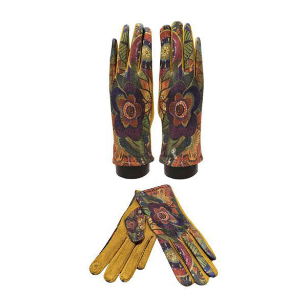 Mediterranean Concepts I624 Artist Inspired Mustard Floral Texting Glove
