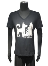 Marüshka RVNWBDS DOG SQUAD White On Black Relaxed V Neck Short Sleeve T-Shirt