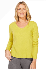 Escape By Habitat 10037CT CITRON Soft V-Neck Long Sleeve Short T-Shirt