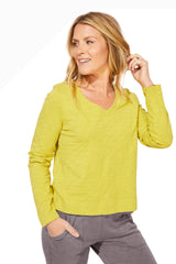 Escape By Habitat 10037CT CITRON Soft V-Neck Long Sleeve Short T-Shirt