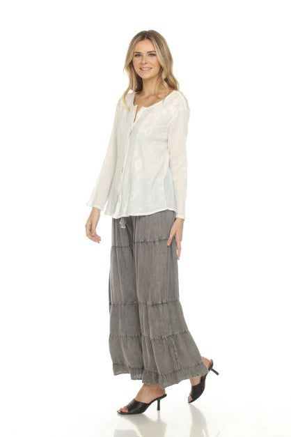 Apparel Love 19CH Charcoal One Size 100% Rayon Stone Washed  Ruffle Pant