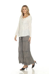 Apparel Love 19CH Charcoal One Size 100% Rayon Stone Washed  Ruffle Pant