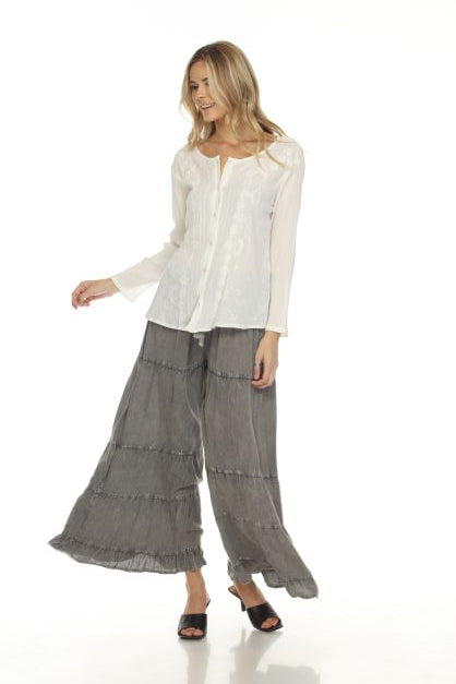 Apparel Love 19CH Charcoal One Size 100% Rayon Stone Washed  Ruffle Pant