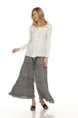 Apparel Love 19CH Charcoal One Size 100% Rayon Stone Washed  Ruffle Pant