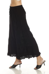 Apparel Love 19BK Black One Size 100% Rayon Stone Washed Ruffle Pant