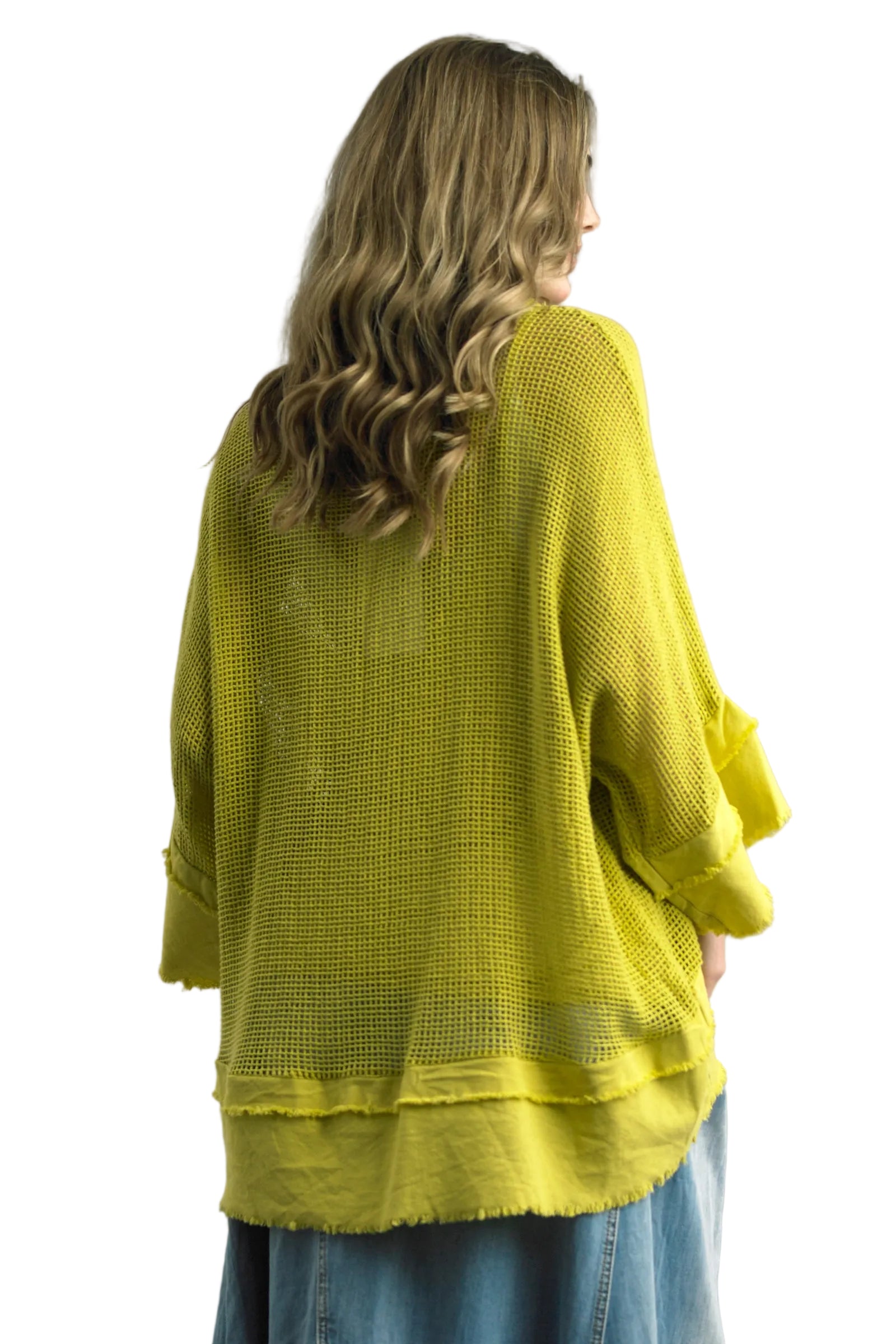 Tempo Paris 12189CLM LIME 100% Wash Cotton Mesh Topper With Matching Tank