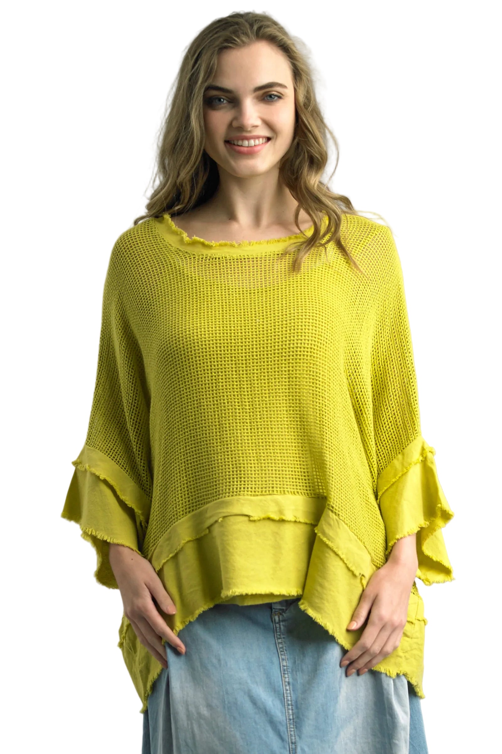 Tempo Paris 12189CLM LIME 100% Wash Cotton Mesh Topper With Matching Tank