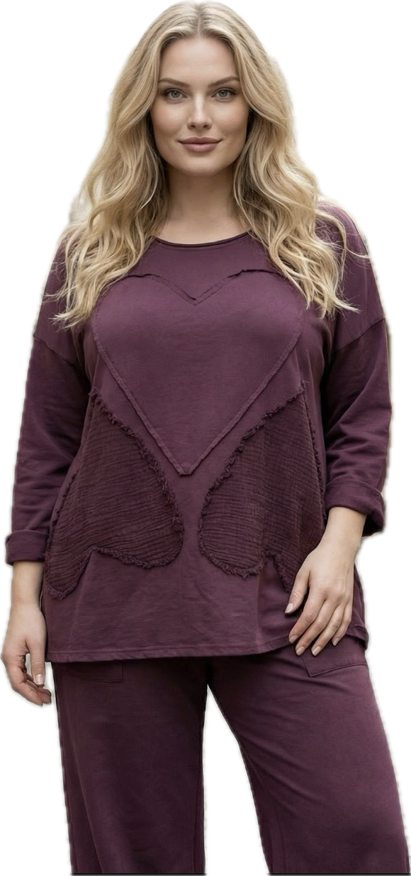 Transparente 1230BD BORDEAUX 100% Cotton Love Pullover Tunic
