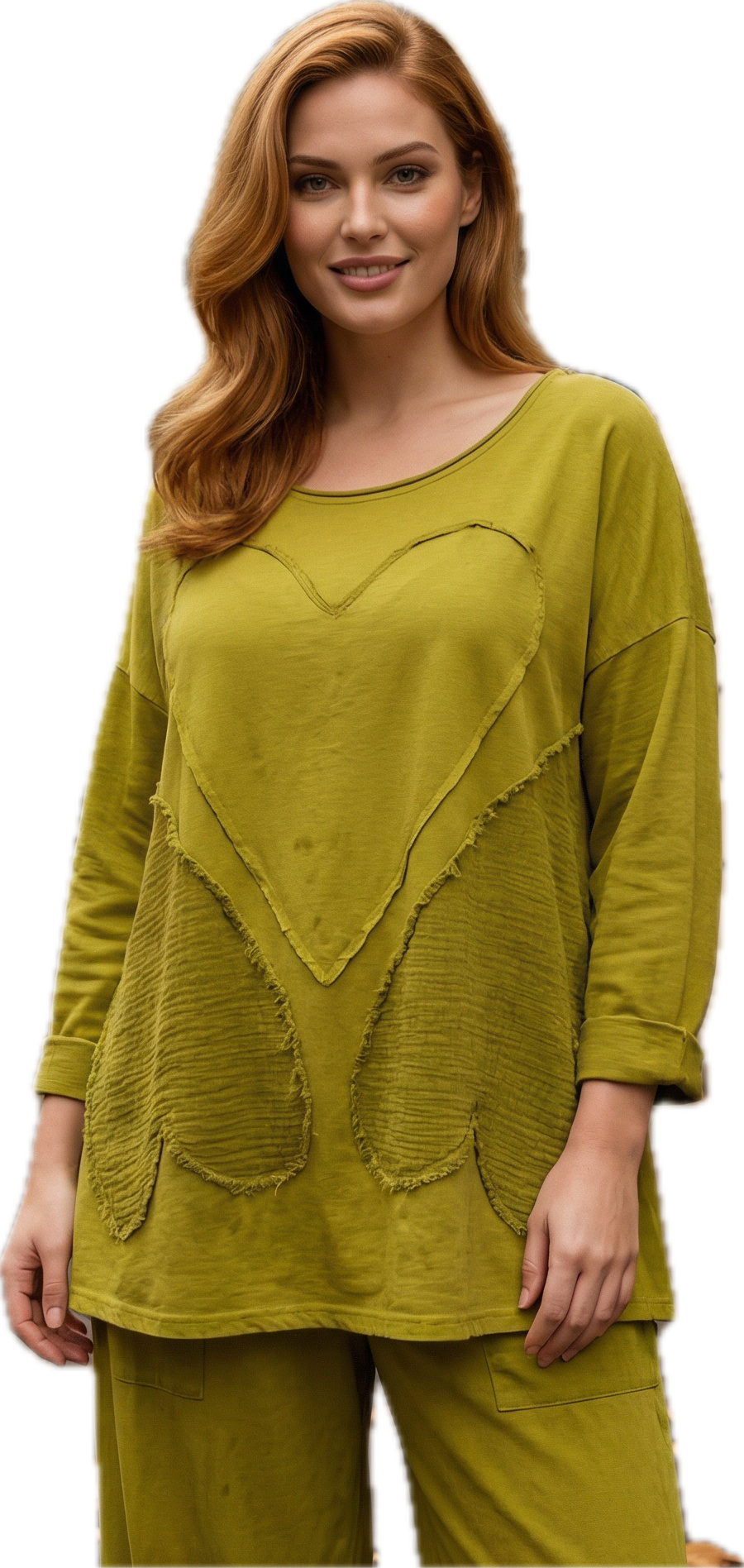 Transparente 1230OV OLIVE 100% Cotton Love Pullover Tunic
