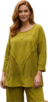 Transparente 1230OV OLIVE 100% Cotton Love Pullover Tunic
