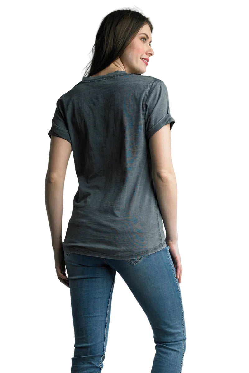 Tempo Paris 1404CGY GREY 100% Cotton V-Neck Short Sleeve Basic Tee