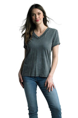 Tempo Paris 1404CGY GREY 100% Cotton V-Neck Short Sleeve Basic Tee