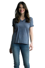 Tempo Paris 1404CNV NAVY 100% Cotton V-Neck Short Sleeve Basic Tee