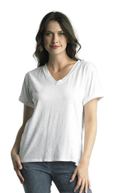 Tempo Paris 1404CWT WHITE 100% Cotton V-Neck Short Sleeve Basic Tee