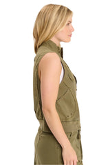 XCVI 14659T Terrarium Grindelle Brio Poplin Zip Up Vest With Pockets